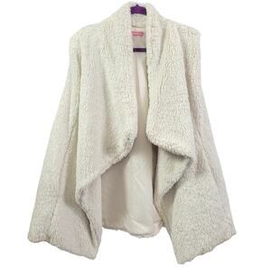 Woman Within White Waterfall Fuzzy‎ Vest Size L